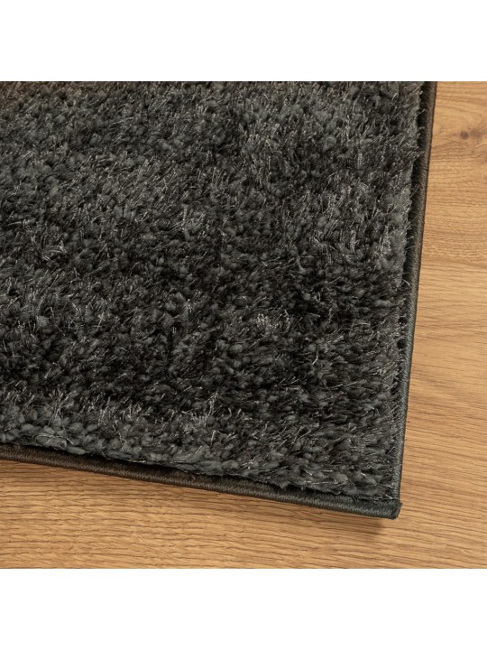 Koberec HUARTE vysokým vlasem lesklý vzhled antracit 100x200 cm
