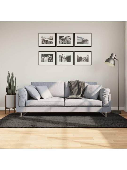 Koberec HUARTE vysokým vlasem lesklý vzhled antracit 100x200 cm