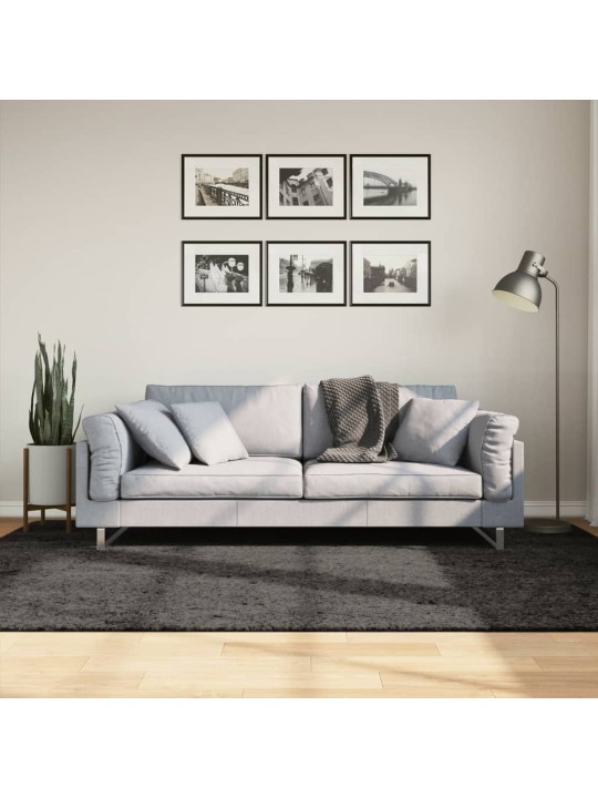Koberec HUARTE vysokým vlasem lesklý vzhled antracit 160x230 cm
