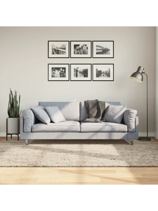 Koberec HUARTE vysokým vlasem lesklý vzhled béžový 160x230 cm