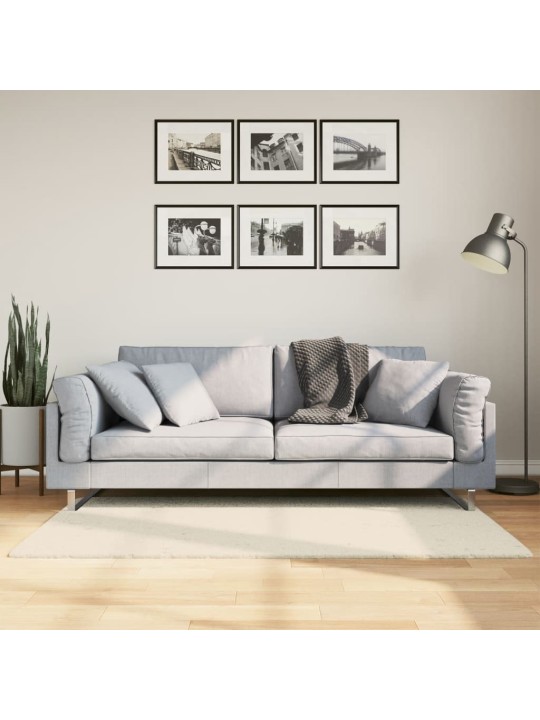 Koberec HUARTE vysokým vlasem lesklý vzhled krémový 80x150 cm