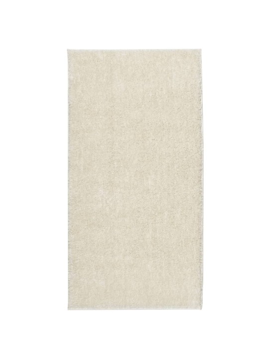 Koberec HUARTE vysokým vlasem lesklý vzhled krémový 100x200 cm