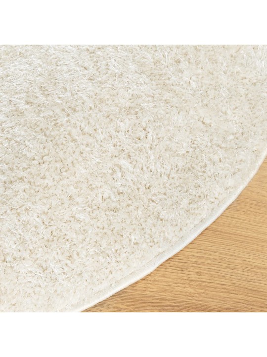 Koberec huarte vysokým vlasem lesklý vzhled krémový ø 80 cm