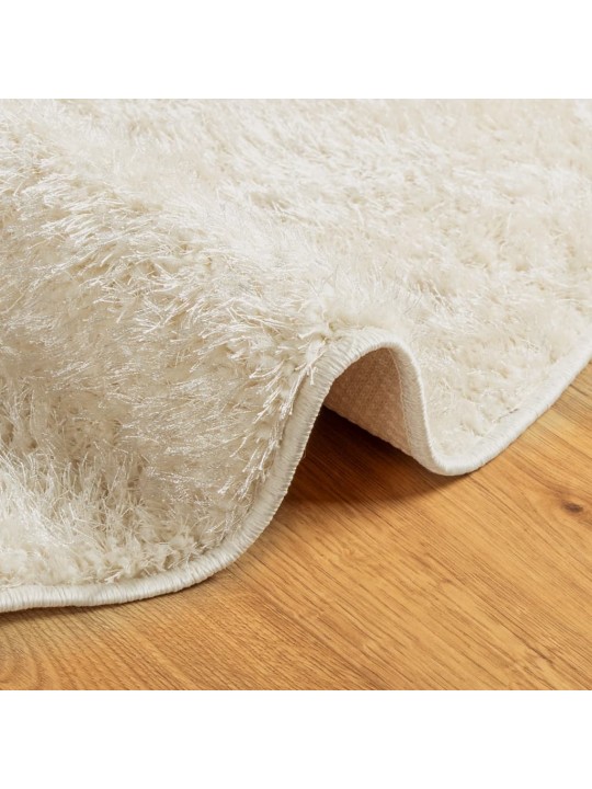Koberec huarte vysokým vlasem lesklý vzhled krémový ø 80 cm