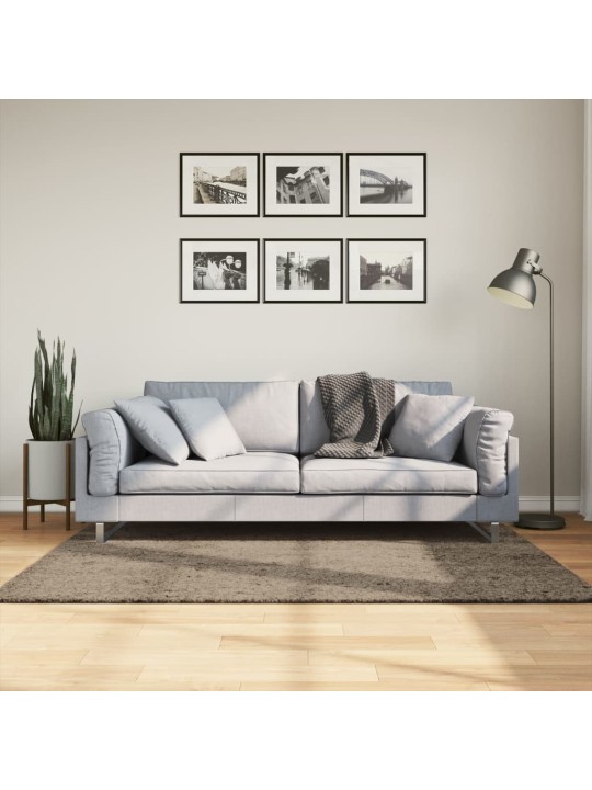 Koberec HUARTE vysokým vlasem lesklý vzhled šedý 120x170 cm