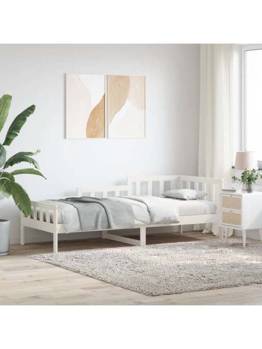 Válenda bez matrace bílá 90 x 200 cm masivní borovice