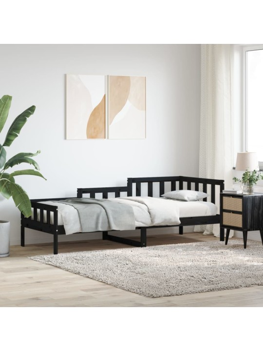 Válenda černá 90 x 190 cm masivní borové dřevo