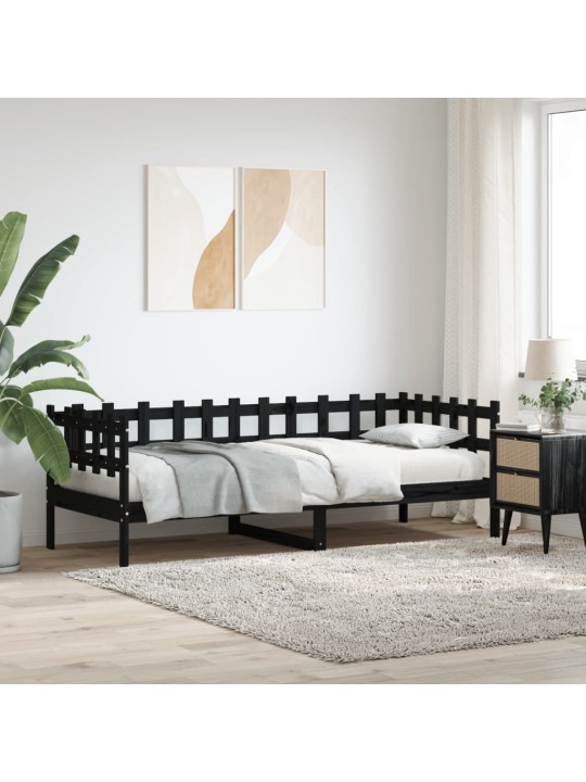 Válenda černá 90 x 190 cm masivní borové dřevo
