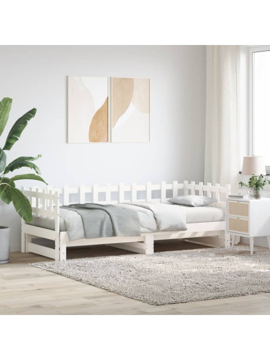 Výsuvná postel bílá 2x (80 x 200) cm masivní borovice