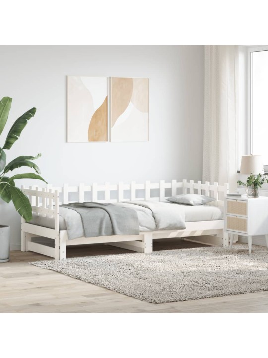 Výsuvná postel bílá 2x (90 x 200) cm masivní borovice