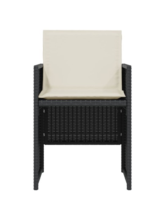 3dílný bistro set s poduškami černý polyratan