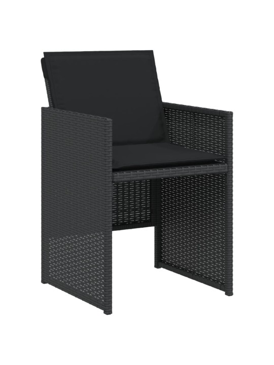 3dílný bistro set s poduškami černý polyratan