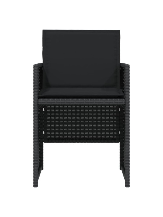 3dílný bistro set s poduškami černý polyratan