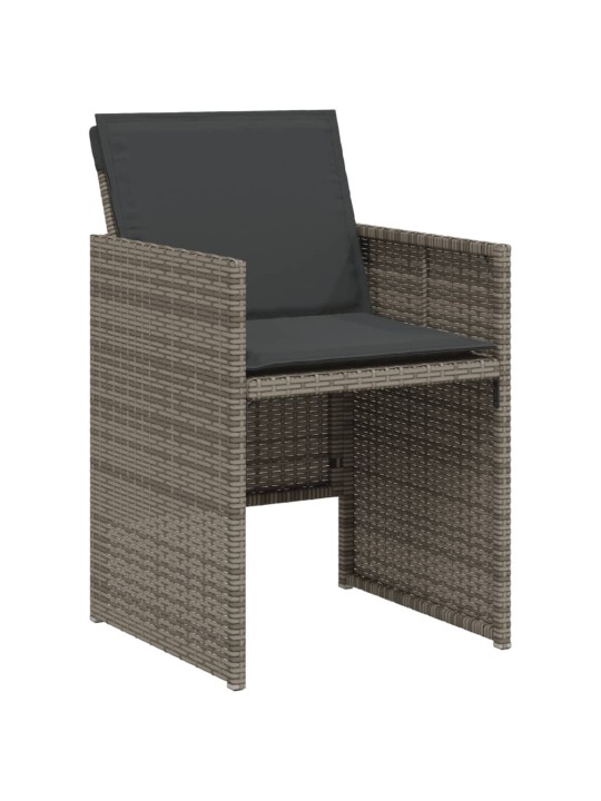 3dílný bistro set s poduškami šedý polyratan
