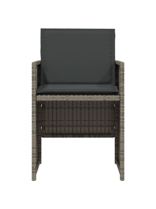 3dílný bistro set s poduškami šedý polyratan