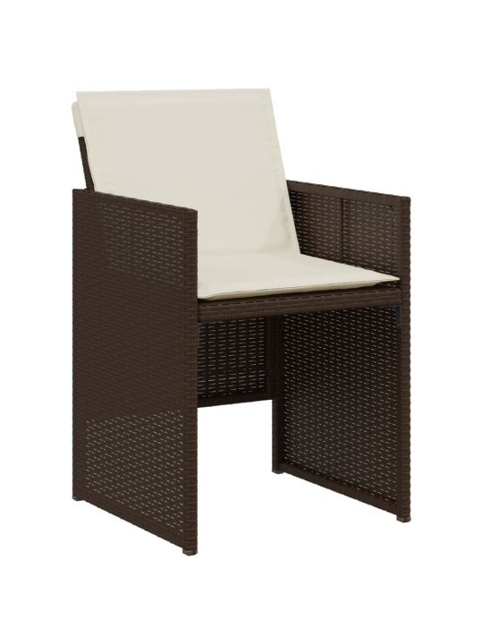 3dílný bistro set s poduškami hnědý polyratan