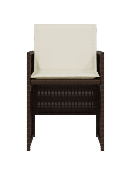 3dílný bistro set s poduškami hnědý polyratan