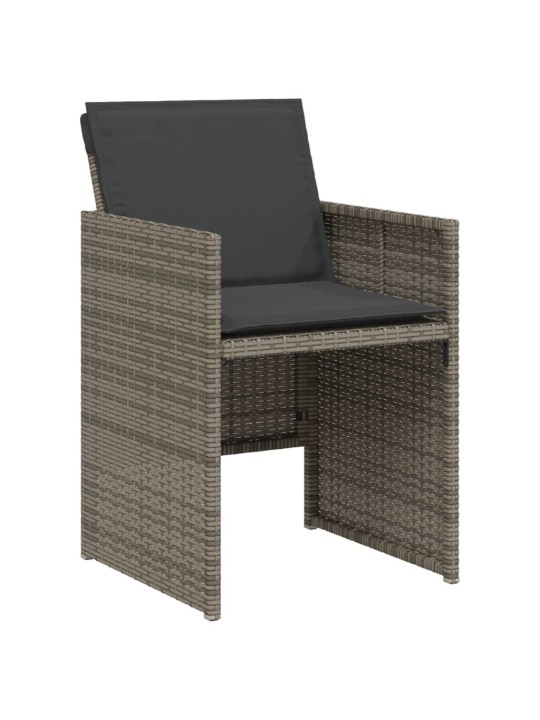 3dílný bistro set s poduškami šedý polyratan