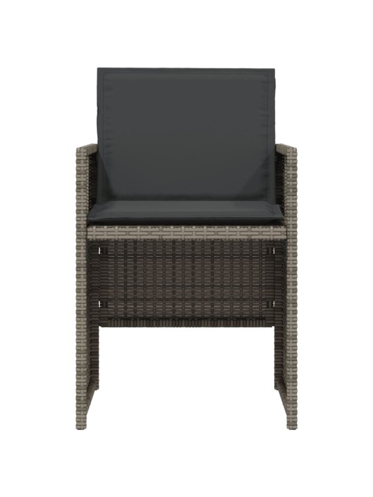 3dílný bistro set s poduškami šedý polyratan