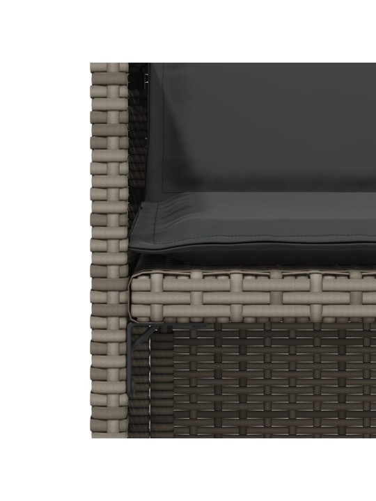 3dílný bistro set s poduškami šedý polyratan