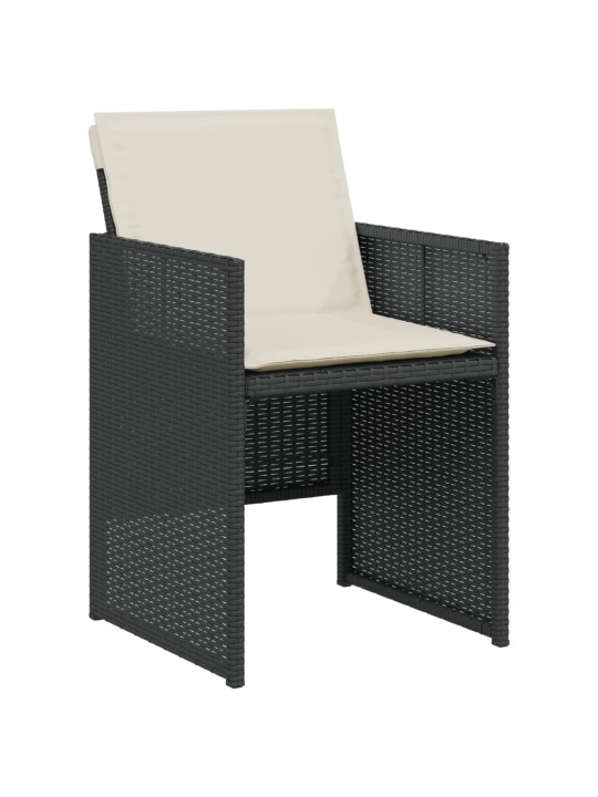 3dílný bistro set s poduškami černý polyratan
