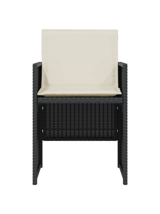 3dílný bistro set s poduškami černý polyratan