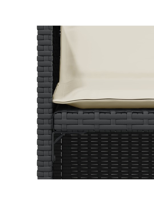 3dílný bistro set s poduškami černý polyratan