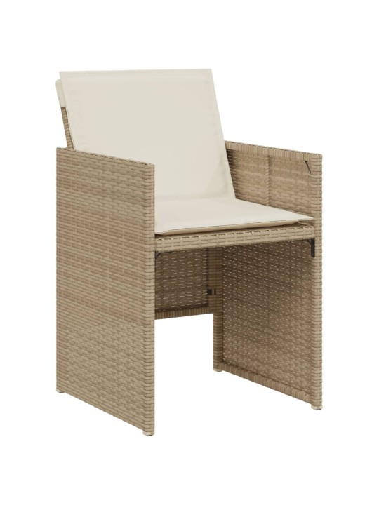 3dílný bistro set s poduškami béžový polyratan