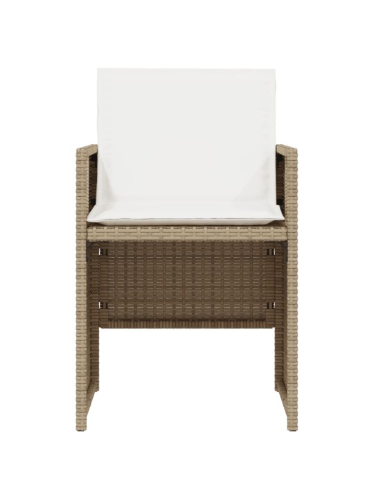 3dílný bistro set s poduškami béžový polyratan