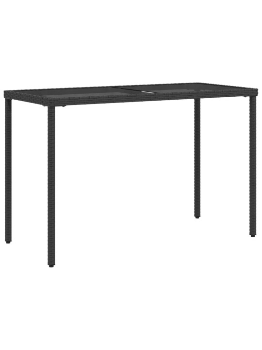 Zahradní stůl se skleněnou deskou černý 115x54x74 cm polyratan