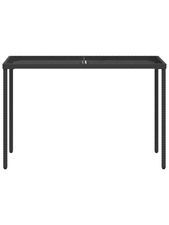 Zahradní stůl se skleněnou deskou černý 115x54x74 cm polyratan
