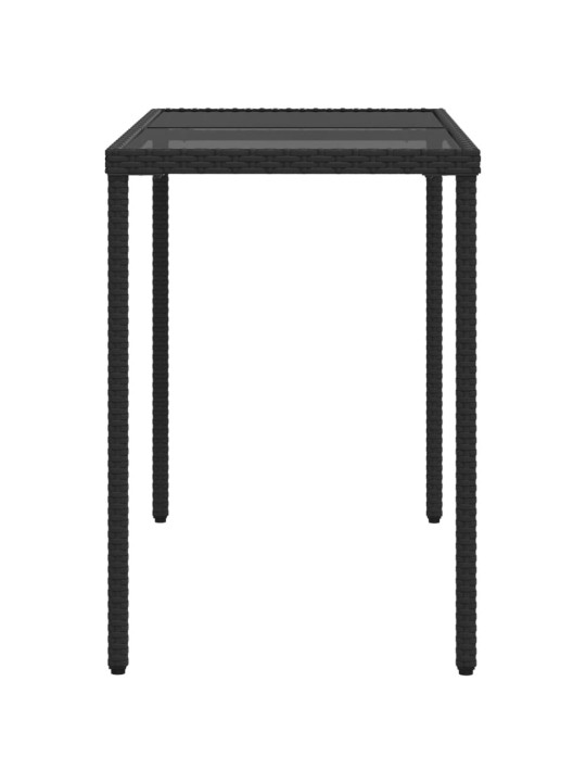 Zahradní stůl se skleněnou deskou černý 115x54x74 cm polyratan