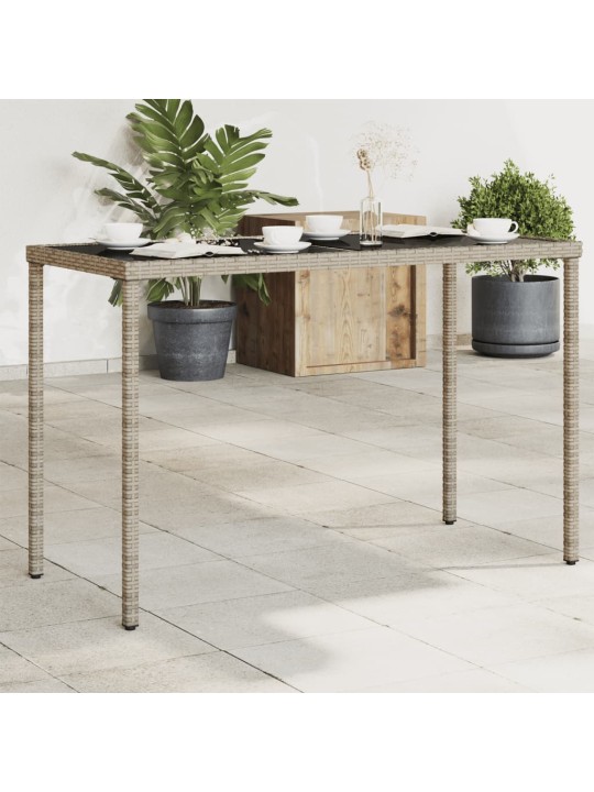 Zahradní stůl se skleněnou deskou šedý 115x54x74 cm polyratan