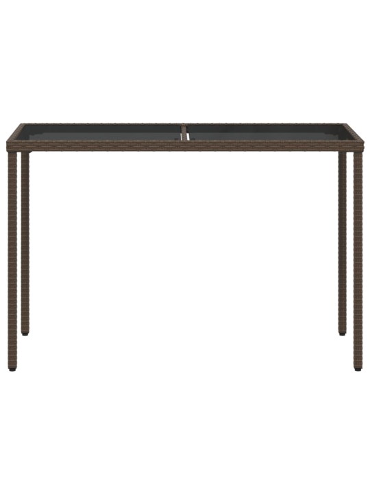 Zahradní stůl se skleněnou deskou hnědý 115x54x74 cm polyratan