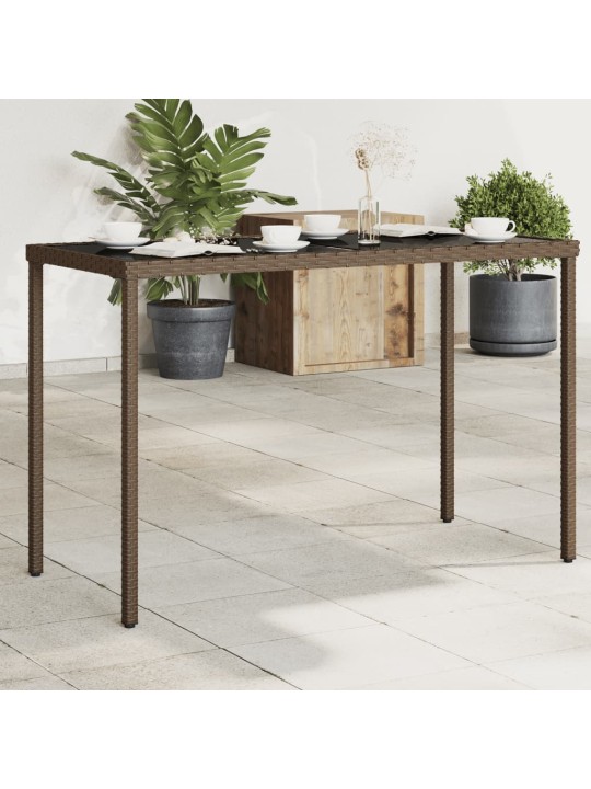 Zahradní stůl se skleněnou deskou hnědý 115x54x74 cm polyratan