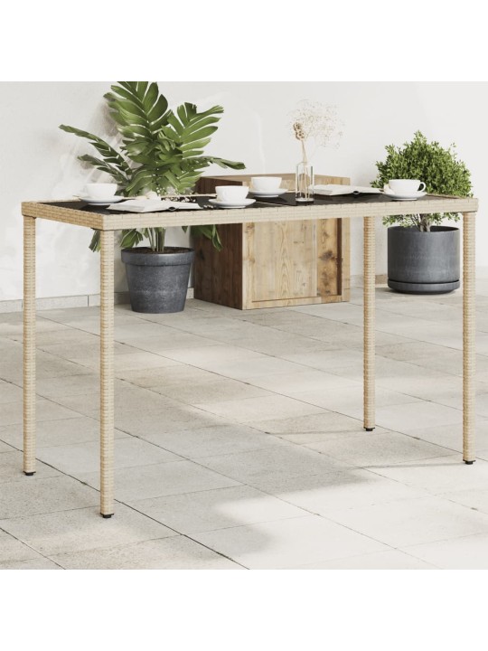 Zahradní stůl se skleněnou deskou béžový 115x54x74 cm polyratan