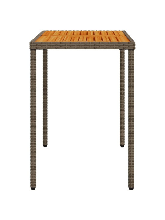 Zahradní stůl s akáciovou deskou šedý 115x54x74 cm polyratan