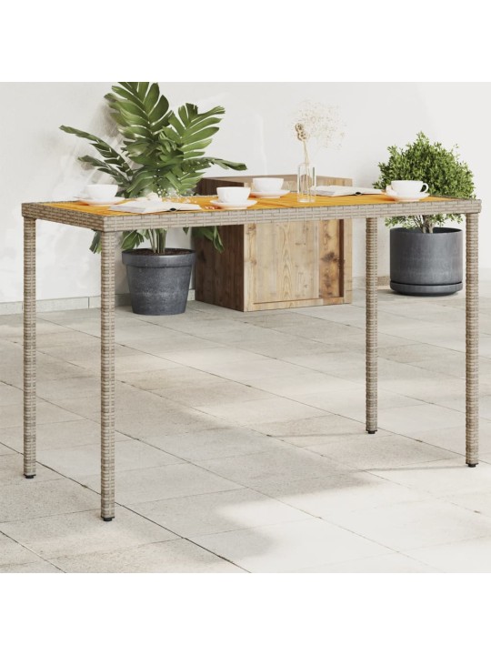 Zahradní stůl s akáciovou deskou šedý 115x54x74 cm polyratan