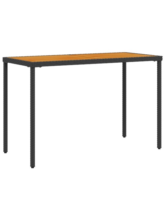 Zahradní stůl s akáciovou deskou černý 115x54x74 cm polyratan