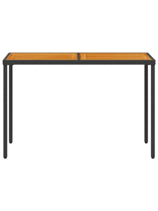 Zahradní stůl s akáciovou deskou černý 115x54x74 cm polyratan