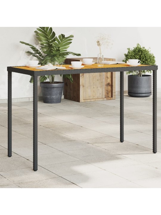 Zahradní stůl s akáciovou deskou černý 115x54x74 cm polyratan