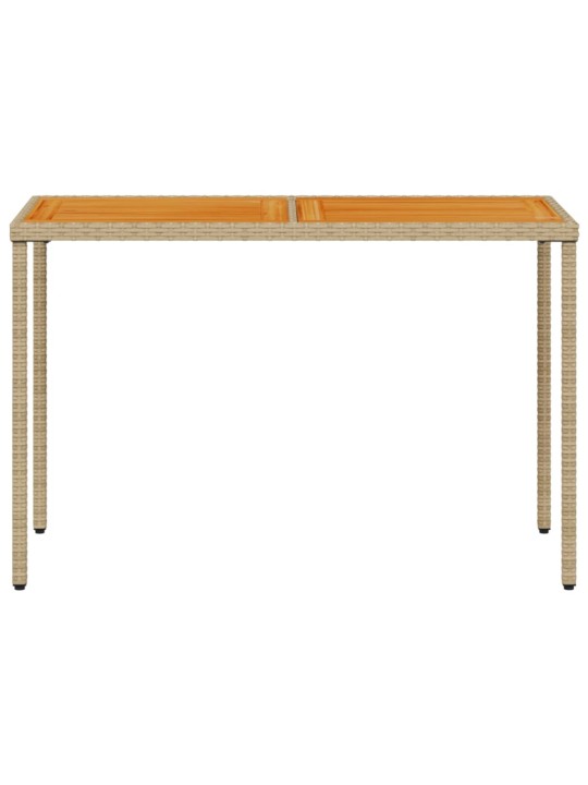 Zahradní stůl s akáciovou deskou béžový 115x54x74 cm polyratan