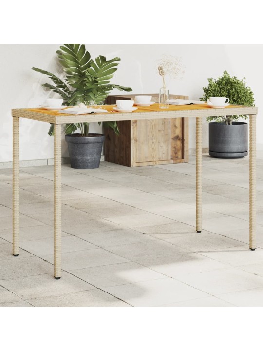 Zahradní stůl s akáciovou deskou béžový 115x54x74 cm polyratan