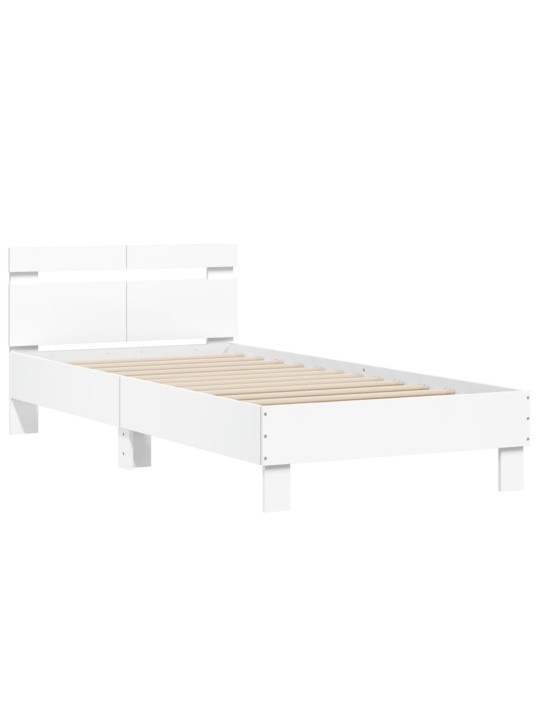 Rám postele s čelem bílý 100 x 200 cm kompozitní dřevo