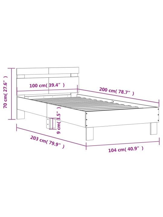 Rám postele s čelem bílý 100 x 200 cm kompozitní dřevo