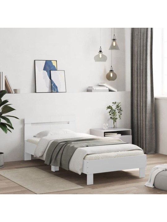 Rám postele s čelem bílý 100 x 200 cm kompozitní dřevo