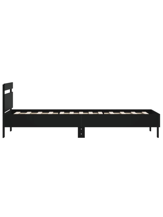 Rám postele s čelem černý 100 x 200 cm kompozitní dřevo