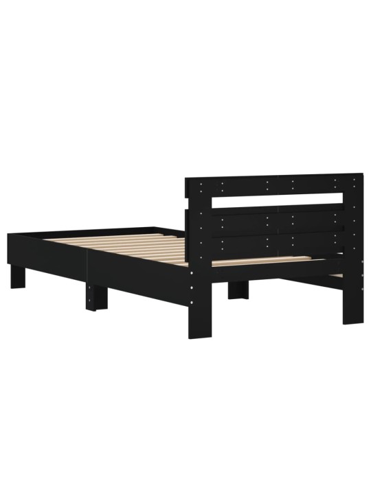 Rám postele s čelem černý 100 x 200 cm kompozitní dřevo