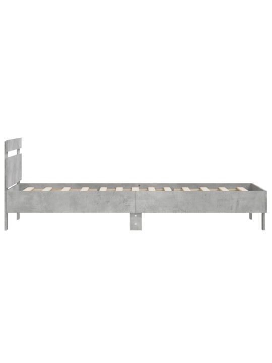 Rám postele s čelem betonově šedý 100 x 200 cm kompozitní dřevo