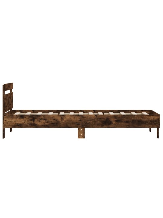 Rám postele s čelem kouřový dub 100 x 200 cm kompozitní dřevo